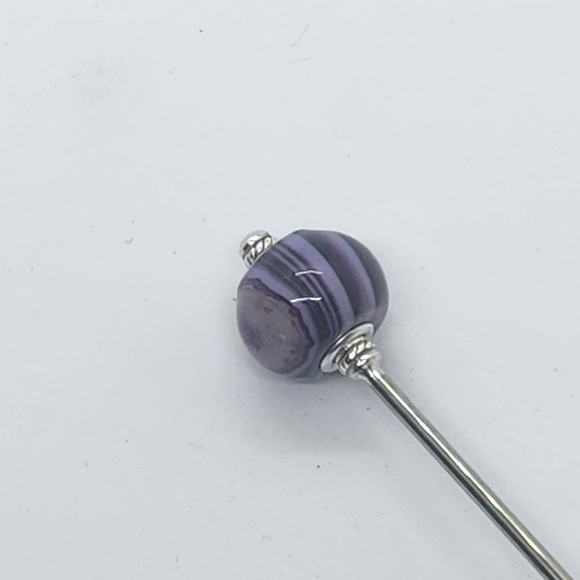 Amethyst Monarque Stainless Steel Hair Stick Natural Gemstone 1 of a Kind - Picture 1 of 5